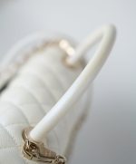 20K Iridescent White Caviar Quilted Coco Handle Medium Light Gold Hardware - Image 8