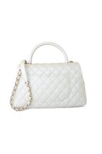 20K Iridescent White Caviar Quilted Coco Handle Medium Light Gold Hardware - Image 3