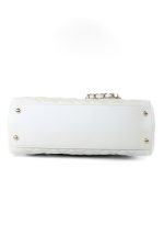 20K Iridescent White Caviar Quilted Coco Handle Medium Light Gold Hardware - Image 5