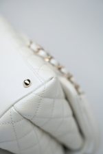 20K Iridescent White Caviar Quilted Coco Handle Medium Light Gold Hardware - Image 11