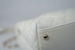 20K Iridescent White Caviar Quilted Coco Handle Medium Light Gold Hardware - Image 12