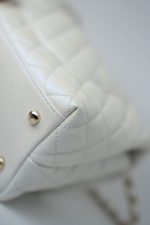 20K Iridescent White Caviar Quilted Coco Handle Medium Light Gold Hardware - Image 13
