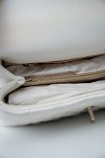 20K Iridescent White Caviar Quilted Coco Handle Medium Light Gold Hardware - Image 7