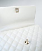 20K Iridescent White Caviar Quilted Coco Handle Medium Light Gold Hardware - Image 9