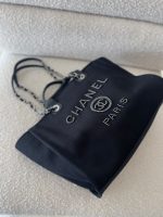 20S Black Large Deauville Shopping Bag Silver Hardware