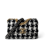 20S Black / White Ribbon Tweed 19 Flap Mixed Hardware Small
