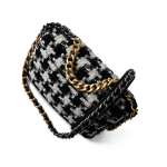 20S Black / White Ribbon Tweed 19 Flap Mixed Hardware Small - Image 4