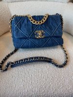 20S Blue Denim 19 Flap Quilted Small Mixed Hardware