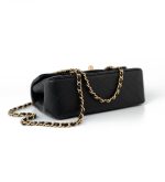 21A Black Lambskin Quilted Mini Top Handle Antique Gold Hardware - Image 2