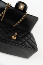 21A Black Lambskin Quilted Mini Top Handle Antique Gold Hardware - Image 3