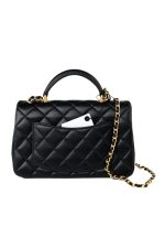 21A Black Lambskin Quilted Mini Top Handle Antique Gold Hardware - Image 4
