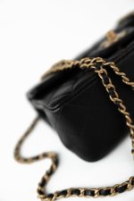 21A Black Lambskin Quilted Mini Top Handle Antique Gold Hardware - Image 5