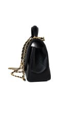 21A Black Lambskin Quilted Mini Top Handle Antique Gold Hardware - Image 6
