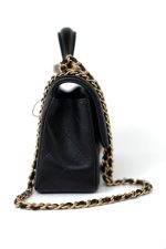 21A Black Lambskin Quilted Mini Top Handle Antique Gold Hardware - Image 7