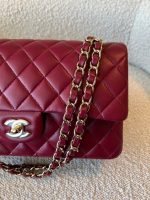 21A Burgundy Lambskin Quilted Classic Flap Medium LGHW - Image 2