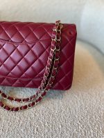 21A Burgundy Lambskin Quilted Classic Flap Medium LGHW - Image 7