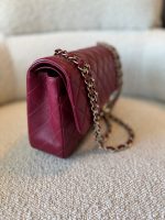 21A Burgundy Lambskin Quilted Classic Flap Medium LGHW - Image 9