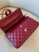 21A Burgundy Lambskin Quilted Classic Flap Medium LGHW - Image 11