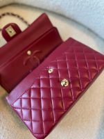 21A Burgundy Lambskin Quilted Classic Flap Medium LGHW - Image 12