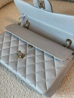 21A Grey Caviar Quilted Classic Flap Small LGHW - Image 9