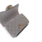 21A Grey Lambskin Quilted Mini Top Handle Antique Gold Hardware - Image 2