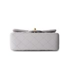 21A Grey Lambskin Quilted Mini Top Handle Antique Gold Hardware - Image 8