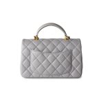 21A Grey Lambskin Quilted Mini Top Handle Antique Gold Hardware - Image 9