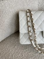 21A White Caviar Quilted Classic Flap Medium LGHW - Image 2
