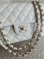 21A White Caviar Quilted Classic Flap Medium LGHW - Image 5
