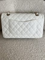 21A White Caviar Quilted Classic Flap Medium LGHW - Image 6