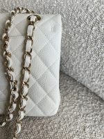 21A White Caviar Quilted Classic Flap Medium LGHW - Image 8