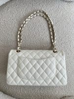 21A White Caviar Quilted Classic Flap Medium LGHW - Image 12