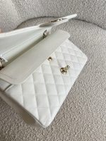 21A White Caviar Quilted Classic Flap Medium LGHW - Image 14