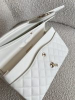 21A White Caviar Quilted Classic Flap Medium LGHW - Image 15