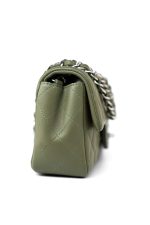 21B Military Green Lambskin Quilted Mini Rectangular Single Silver Hardware - Image 2