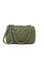 21B Military Green Lambskin Quilted Mini Rectangular Single Silver Hardware - Image 4
