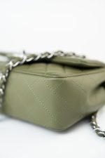 21B Military Green Lambskin Quilted Mini Rectangular Single Silver Hardware - Image 5