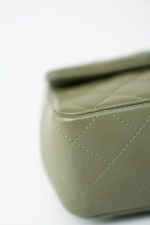 21B Military Green Lambskin Quilted Mini Rectangular Single Silver Hardware - Image 9
