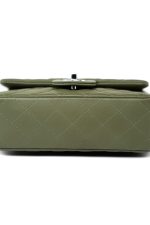 21B Military Green Lambskin Quilted Mini Rectangular Single Silver Hardware - Image 13