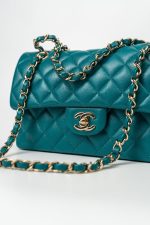 21C Dark Teal Caviar Quilted Classic Double Flap Small Light Gold Hardware - Image 2