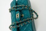 21C Dark Teal Caviar Quilted Classic Double Flap Small Light Gold Hardware - Image 13