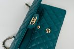 21C Dark Teal Caviar Quilted Classic Double Flap Small Light Gold Hardware - Image 5