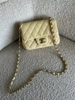 21C Mini Square Yellow Lambskin Quilted Single Flap LGHW - Image 2