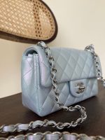 21K Iridescent Blue Calfskin Quilted Rectangular Mini SHW - Image 3