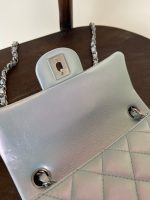 21K Iridescent Blue Calfskin Quilted Rectangular Mini SHW - Image 8