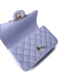 21k Lavender/ Light Purple Lambskin Quilted Mini Top Handle Light Gold Hardware - Image 5