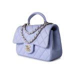 21k Lavender/ Light Purple Lambskin Quilted Mini Top Handle Light Gold Hardware - Image 8
