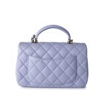 21k Lavender/ Light Purple Lambskin Quilted Mini Top Handle Light Gold Hardware - Image 9