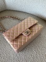 21K Medium Pink Iridescent Lambskin Quilted Classic Flap SHW - Image 12