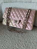 21K Medium Pink Iridescent Lambskin Quilted Classic Flap SHW - Image 13